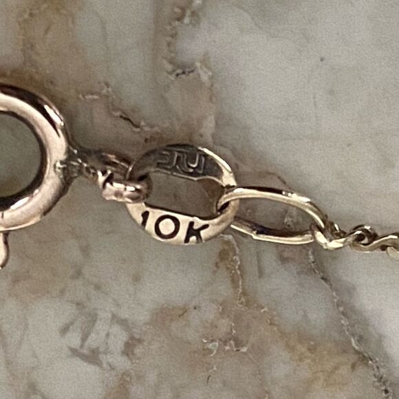 10K Yellow Gold & Diamonds Heart Pendant & 18” 10K Yellow Gold Fancy Cut Chain - Picture 6 of 11